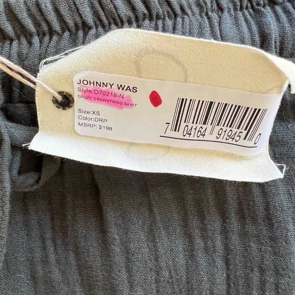 NWT Johnny Was Calme Cotton Gauze Drawstring Skirt - Olive Green - Picture 4 of 5